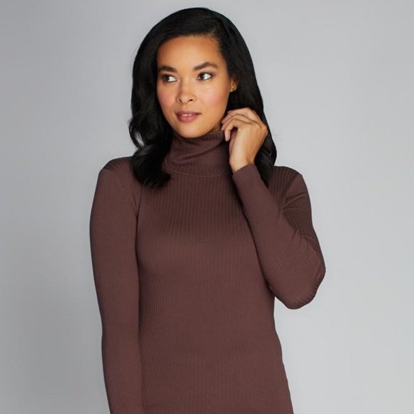 C'est Moi brown ribbed turtleneck - Picture 1 of 2